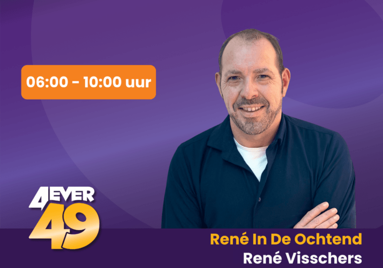 René Visschers op paarsachtergrond